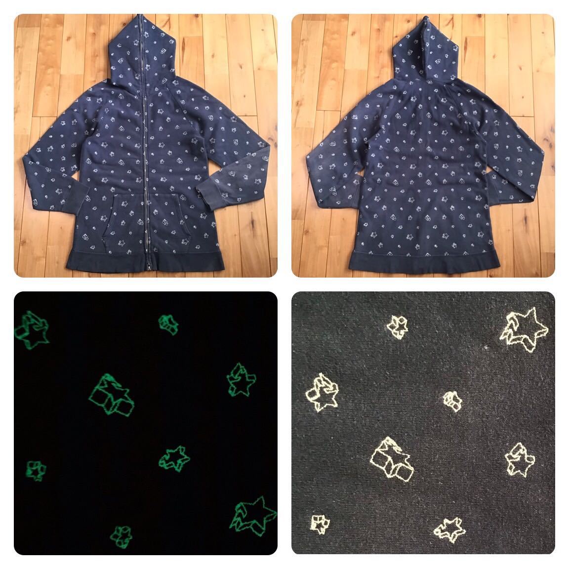 ☆蓄光☆ BAPE STA フルジップ パーカー Lサイズ ネイビー a bathing 