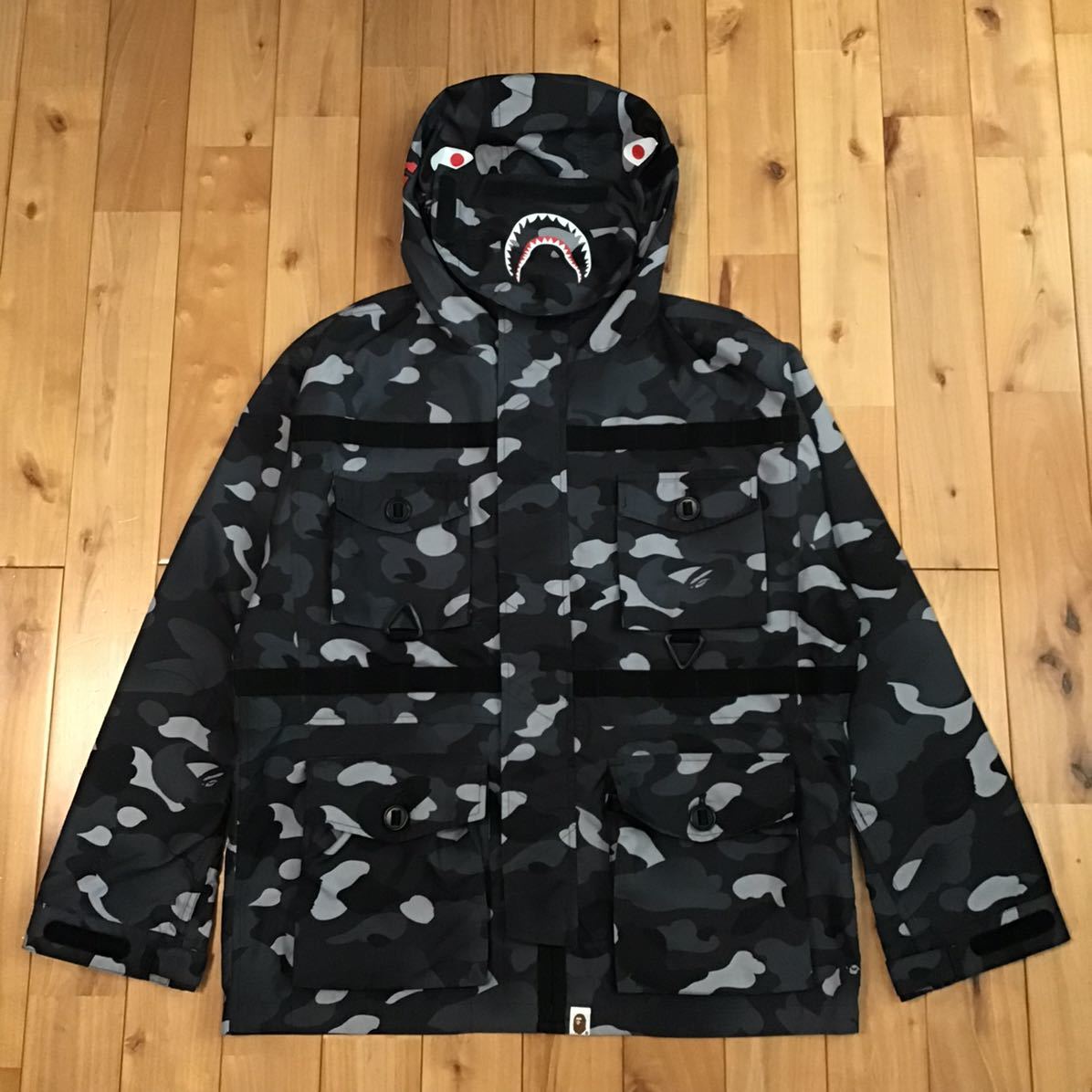 ☆美品☆ GRADATION CAMO SHARK HOODIE MASK JACKET Mサイズ a bathing 