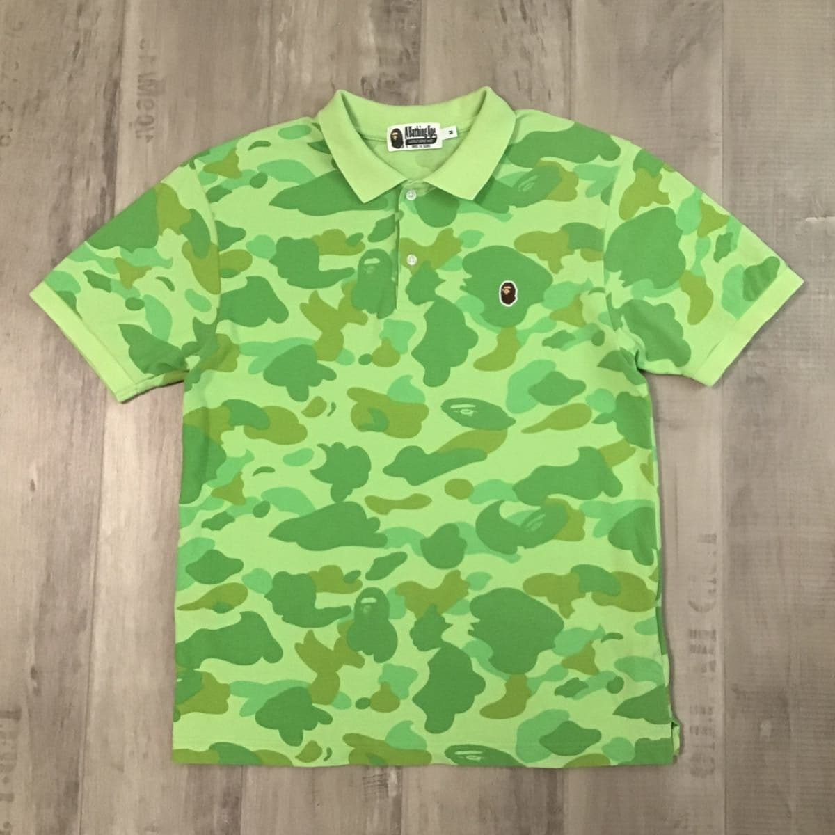 美品　A Bathing Ape 迷彩ポロシャツ M BATHING APE USED加工 迷彩ポロシャツ サイズM カモ ア