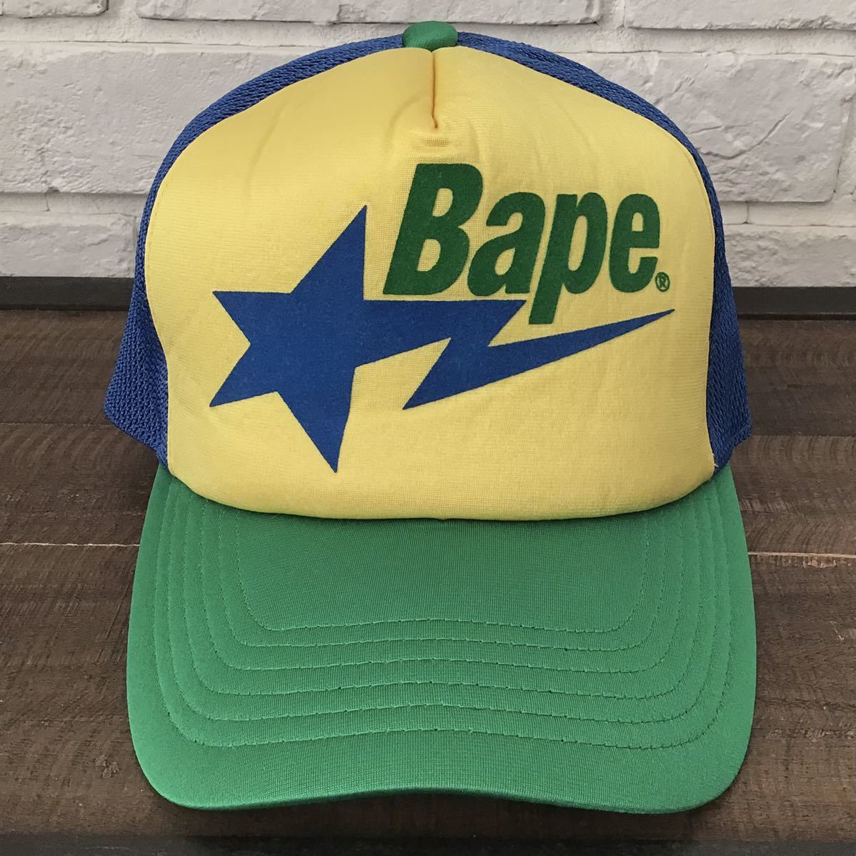 BAPESTA LOGO メッシュ キャップ Blue × green × yellow a bathing ape BAPE sta ...