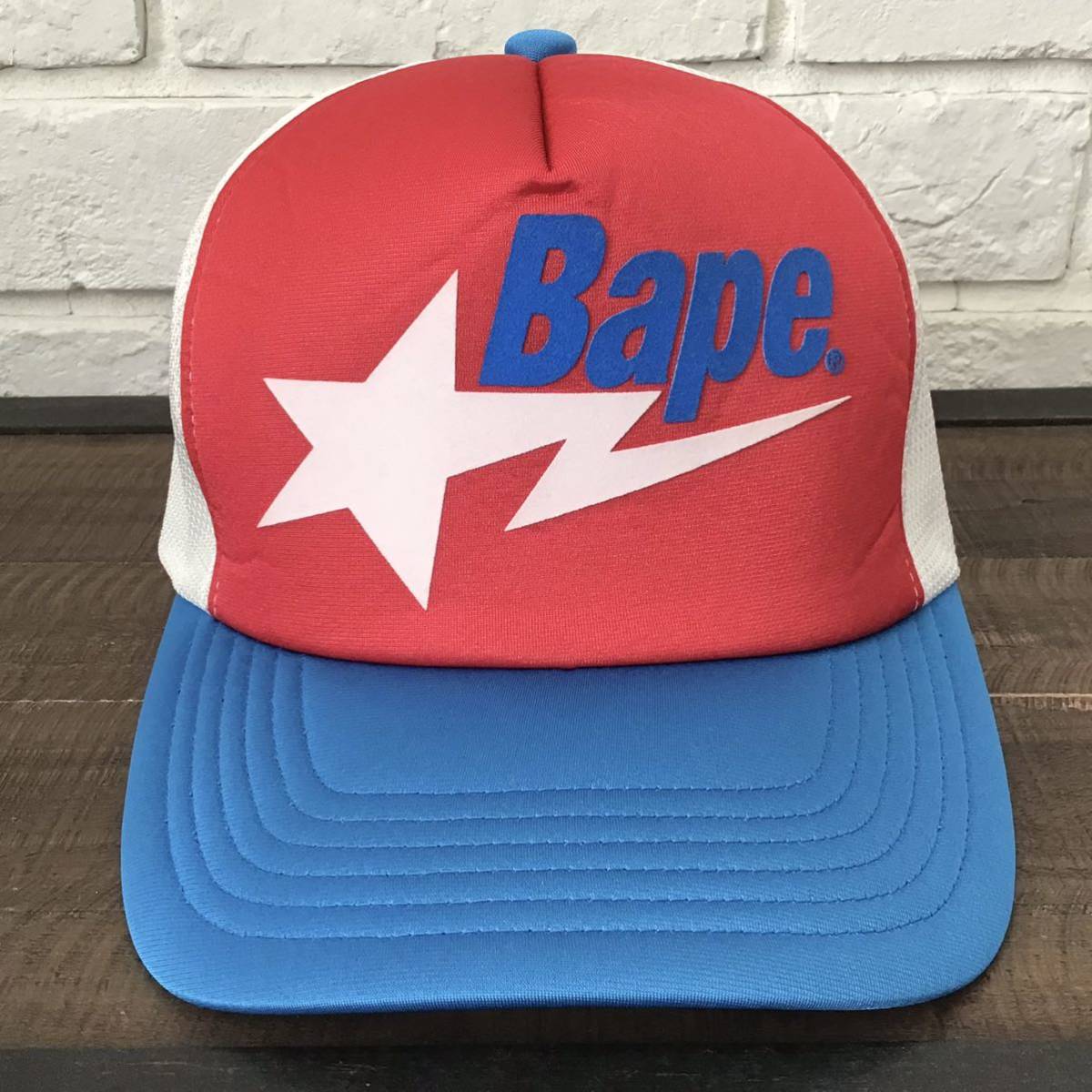 BAPESTA LOGO メッシュ キャップ Blue × red × white a bathing ape BAPE sta ...