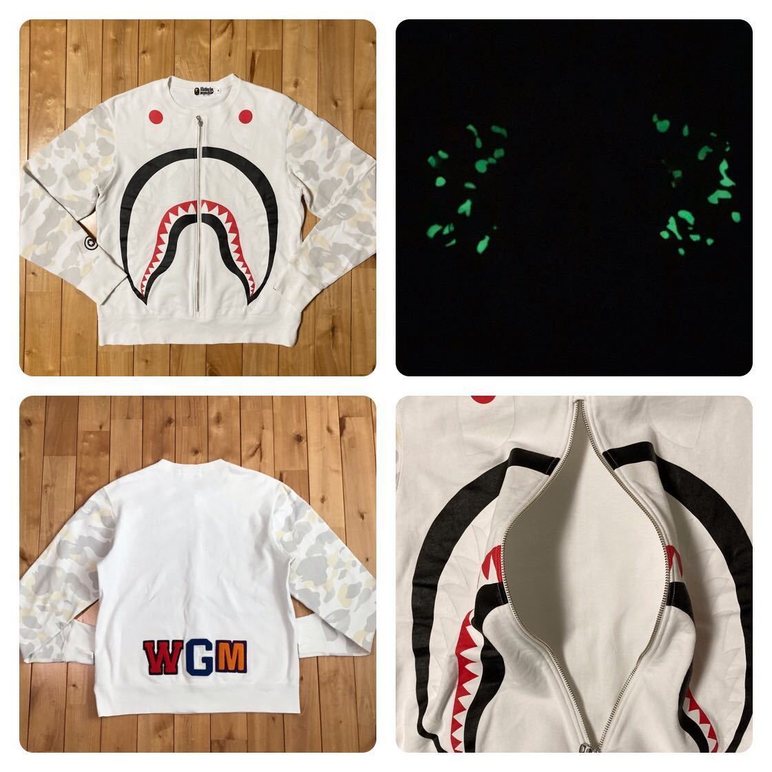 ★蓄光★ リアルジップ シャーク 長袖スウェット Mサイズ city camo a bathing ape BAPE shark zip