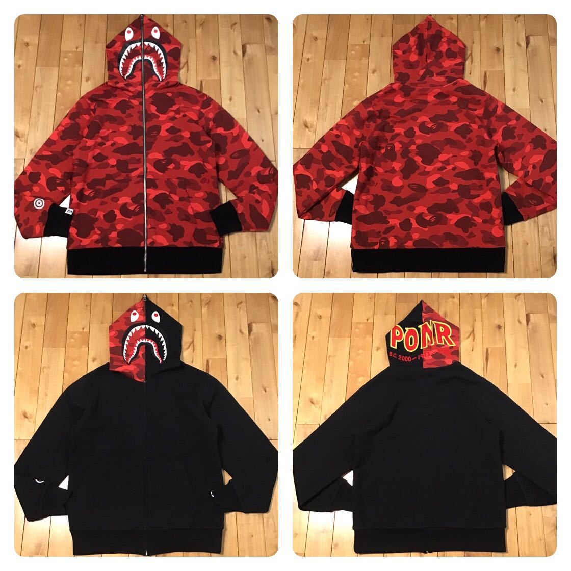 APE レッドカモ シャークパーカー 2XL ☆リバーシブル☆ XL Red camo