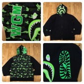 ★XXL★ 1st camo neon シャーク パーカー shark full zip hoodie a bathing ape BAPE エイプ ベイプ アベイシングエイプ 迷彩 2XL hi6