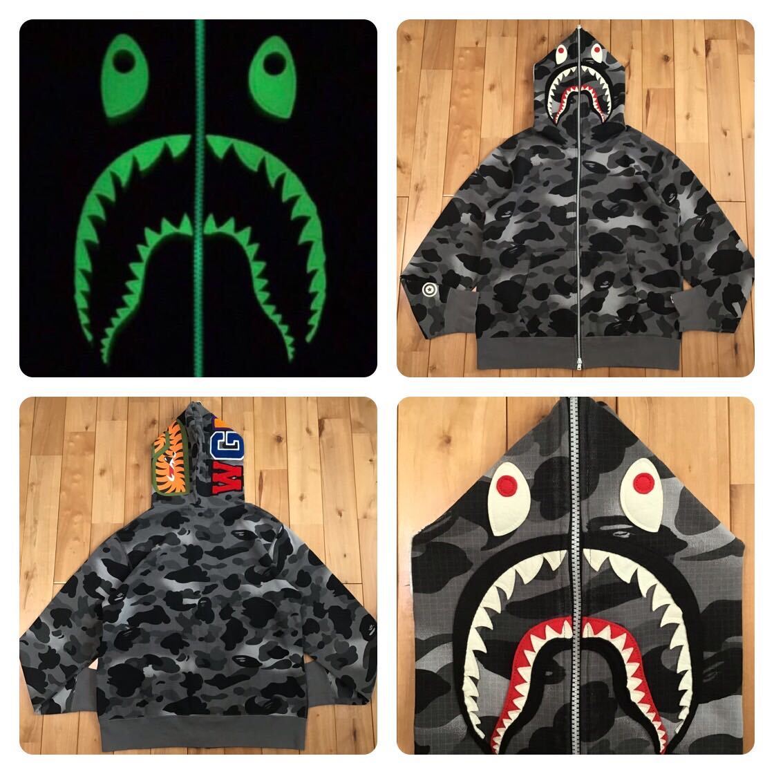 A BATHING APE シャークトレーナー 蓄光シティカモ　セット ☆蓄光☆ zozo限定 city camo シャーク パーカー Mサイズ shark