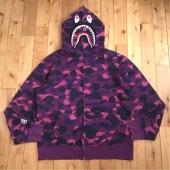 2XL Purple camo 㡼 ѡ shark full zip hoodie a bathing ape BAPE  ٥ ٥󥰥 º XXL noz4