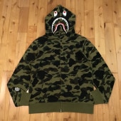 ★XL★ 1st camo green シャーク パーカー shark full zip hoodie a bathing ape BAPE エイプ ベイプ アベイシングエイプ 迷彩 PONR cw9