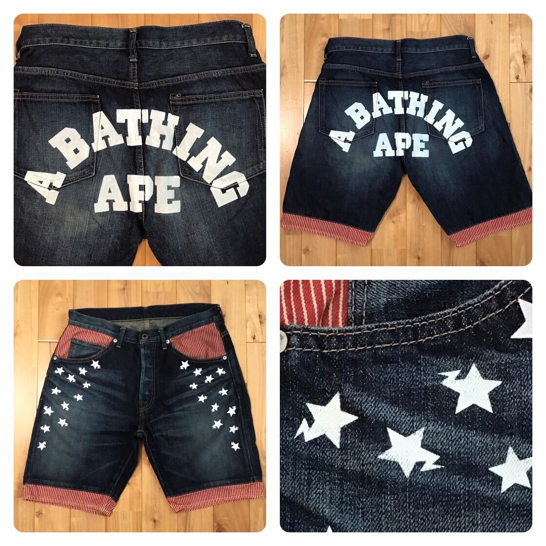BAPE STA LOGO デニム ハーフパンツ Sサイズ a bathing ape BAPE