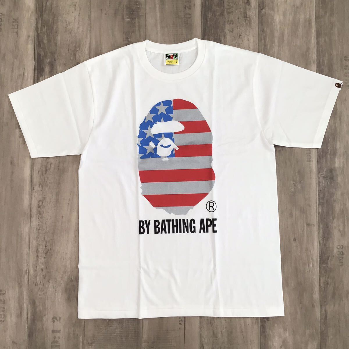 ☆新品☆ ラメ 星条旗 APE HEAD Tシャツ Lサイズ a bathing ape BAPE 
