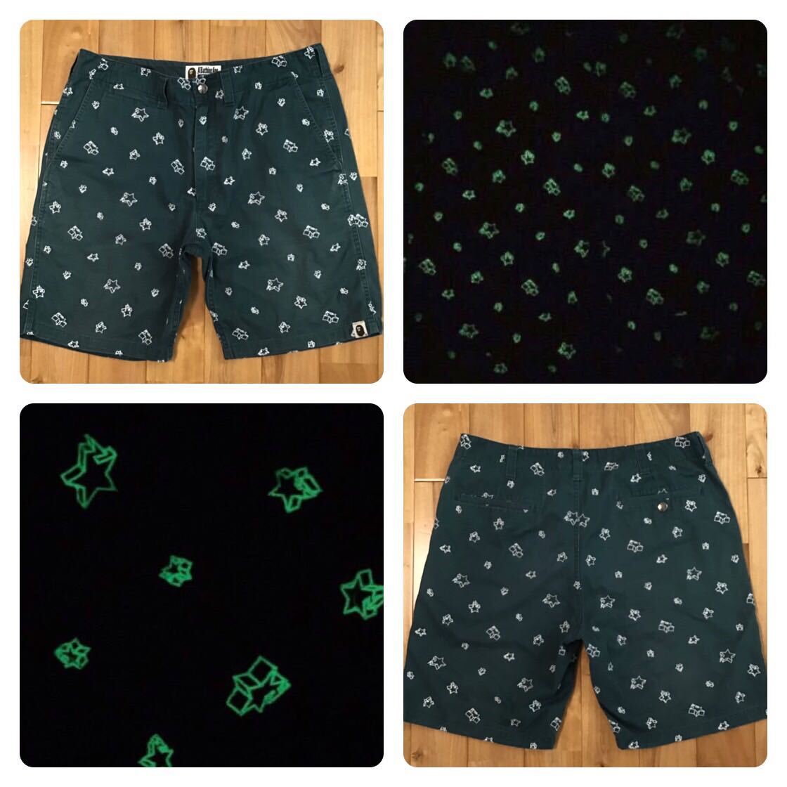 ☆蓄光☆ BAPESTA ハーフパンツ Mサイズ a bathing ape BAPE sta  