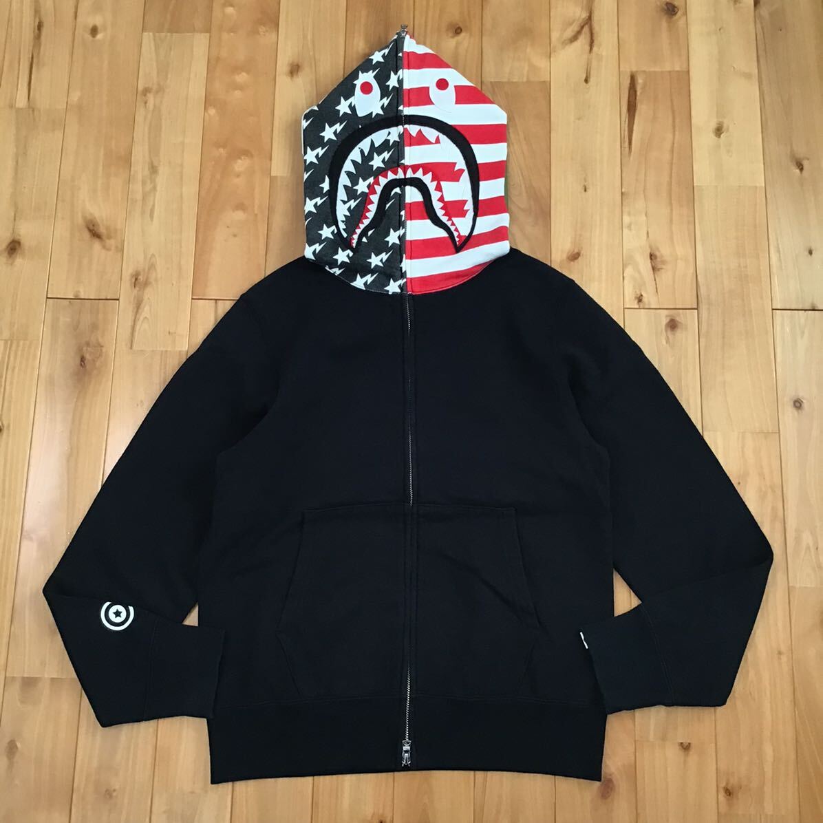 な*;様 APE シャークパーカー ゼブラ M 正規品 ☆NFS限定☆ 2nd シャーク パーカー Sサイズ shark full zip