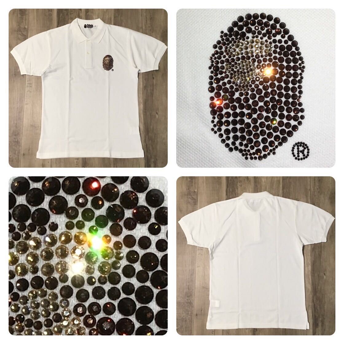 ☆新品☆ スワロフスキー BAPE HEAD ポロシャツ Lサイズ a bathing ape