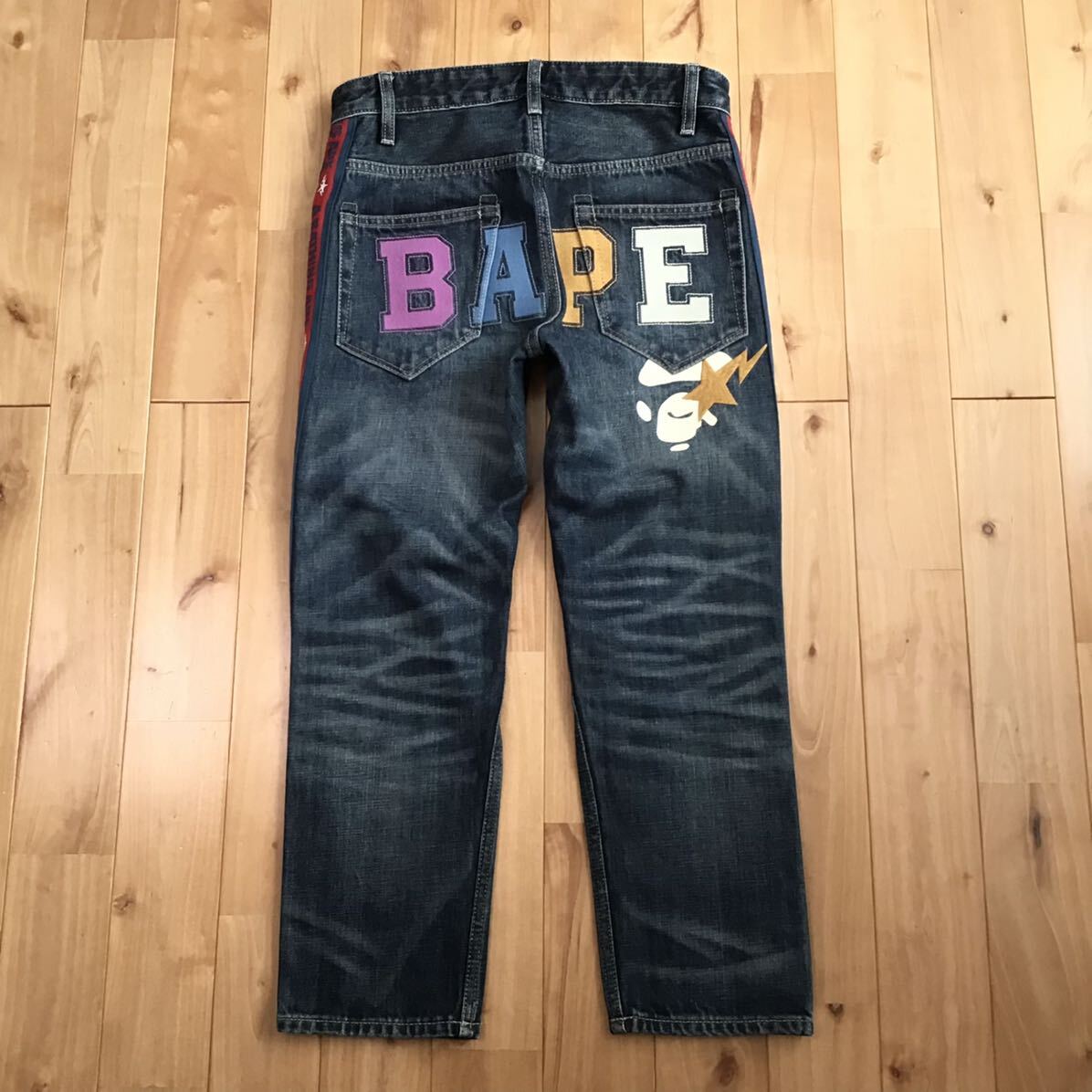 BAPE LOGO Slim Fit Denim Pants Sサイズ a bathing ape BAPE