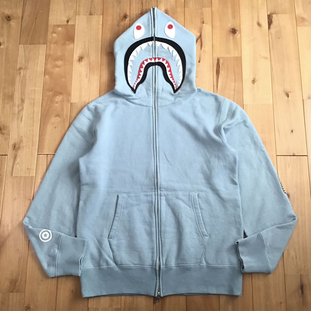 シャーク パーカー Mサイズ ライトブルー shark full zip hoodie a