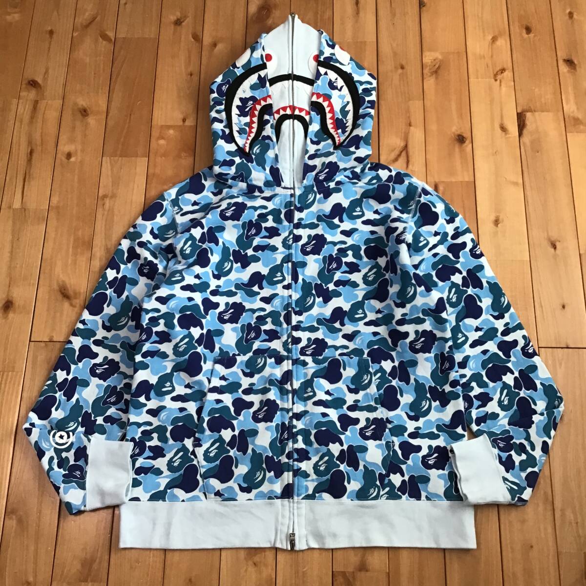 ☆2XL☆ ABC camo Blue ダブル シャーク パーカー Double shark full