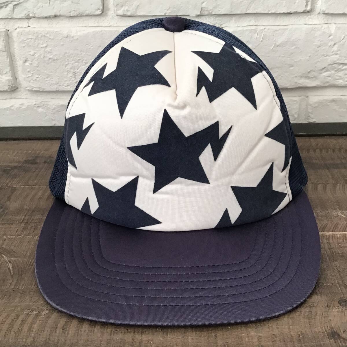 BAPESTA LOGO メッシュ キャップ Navy × White a bathing ape star