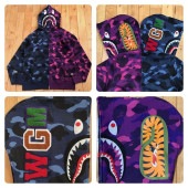 Separate shark full zip hoodie Lサイズ Purple camo × Blue camo a bathing ape BAPE シャーク パーカー エイプ ベイプ 迷彩 