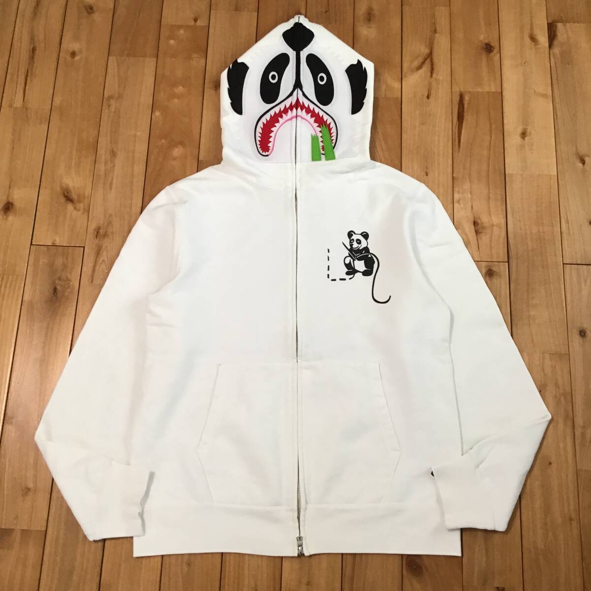 パンダ パーカー Lサイズ White Panda full zip hoodie a bathing ape