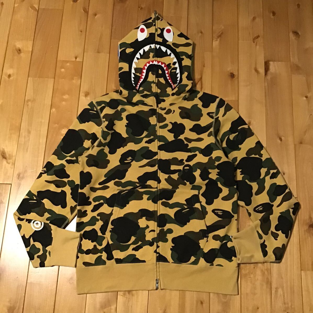 1st camo yellow シャーク パーカー Mサイズ shark full zip hoodie a