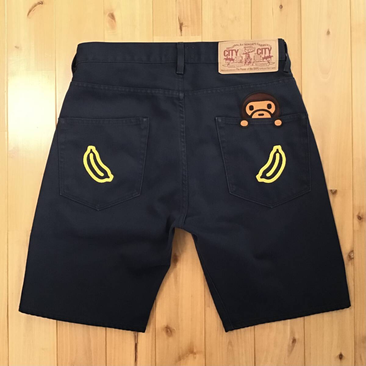 BAPE Milo 刺繍 ハーフパンツ ネイビー a bathing ape Milo 刺繍 ハーフパンツ Sサイズ ネイビー a bathing ape BAPE shorts