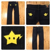 BAPESTA Denim Pantst Lサイズ a bathing ape star BAPE STA デニム パンツ エイプ ベイプ アベイシングエイプ スター NIGO y78