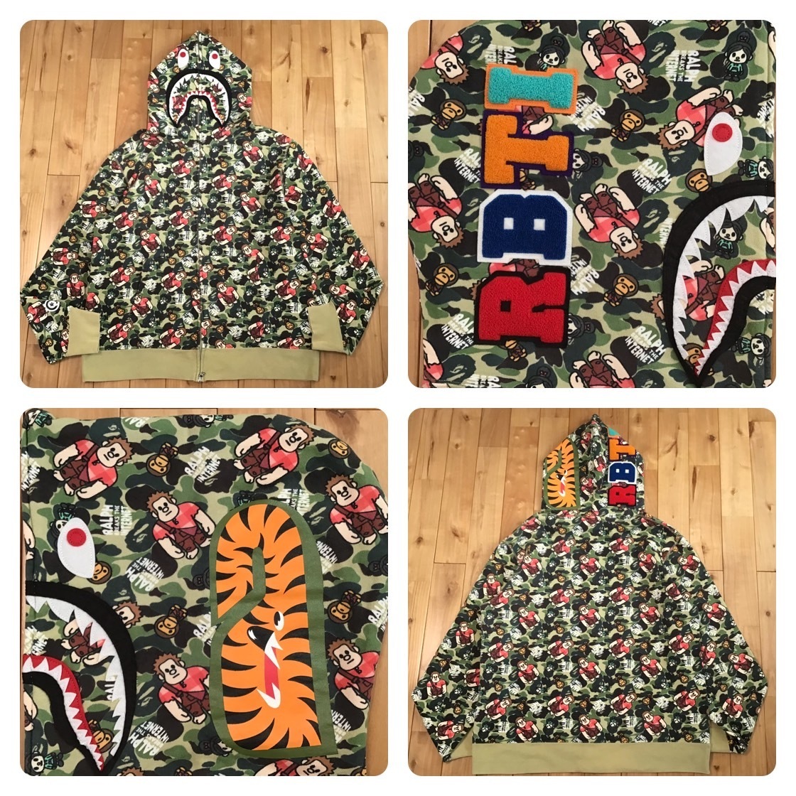 a bathing ape シュガー・ラッシュ シャークパーカー ☆2XL☆ シュガーラッシュ マイロ シャーク パーカー ABC camo