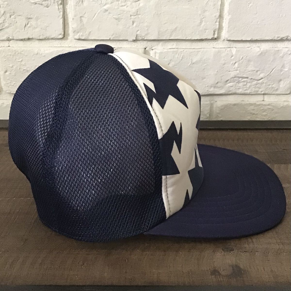 BAPESTA logo メッシュ キャップ navy × white a bathing ape BAPE sta trucker hat ...