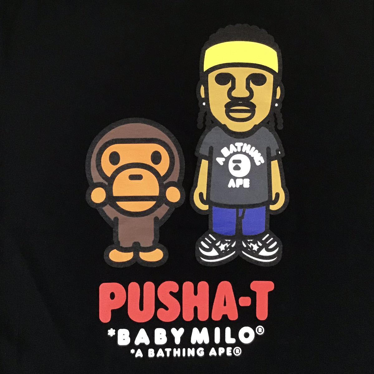 PUSHAT × BAPE マイロ Tシャツ Sサイズ black a bathing ape baby milo Clipse エイプ ベ