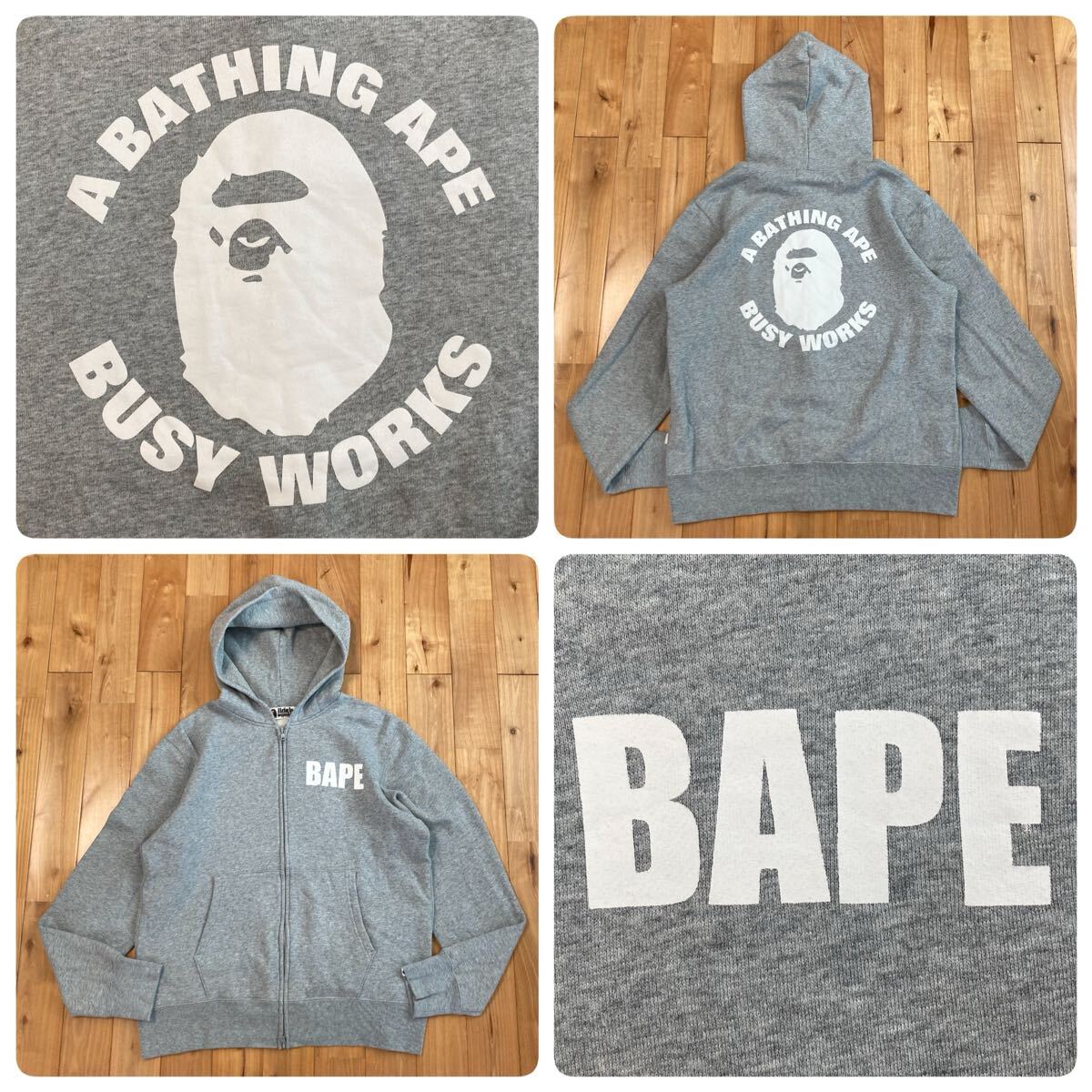 ☆XL☆ BAPE HEAD LOGO ジップ パーカー グレー a bathing ape BAPE