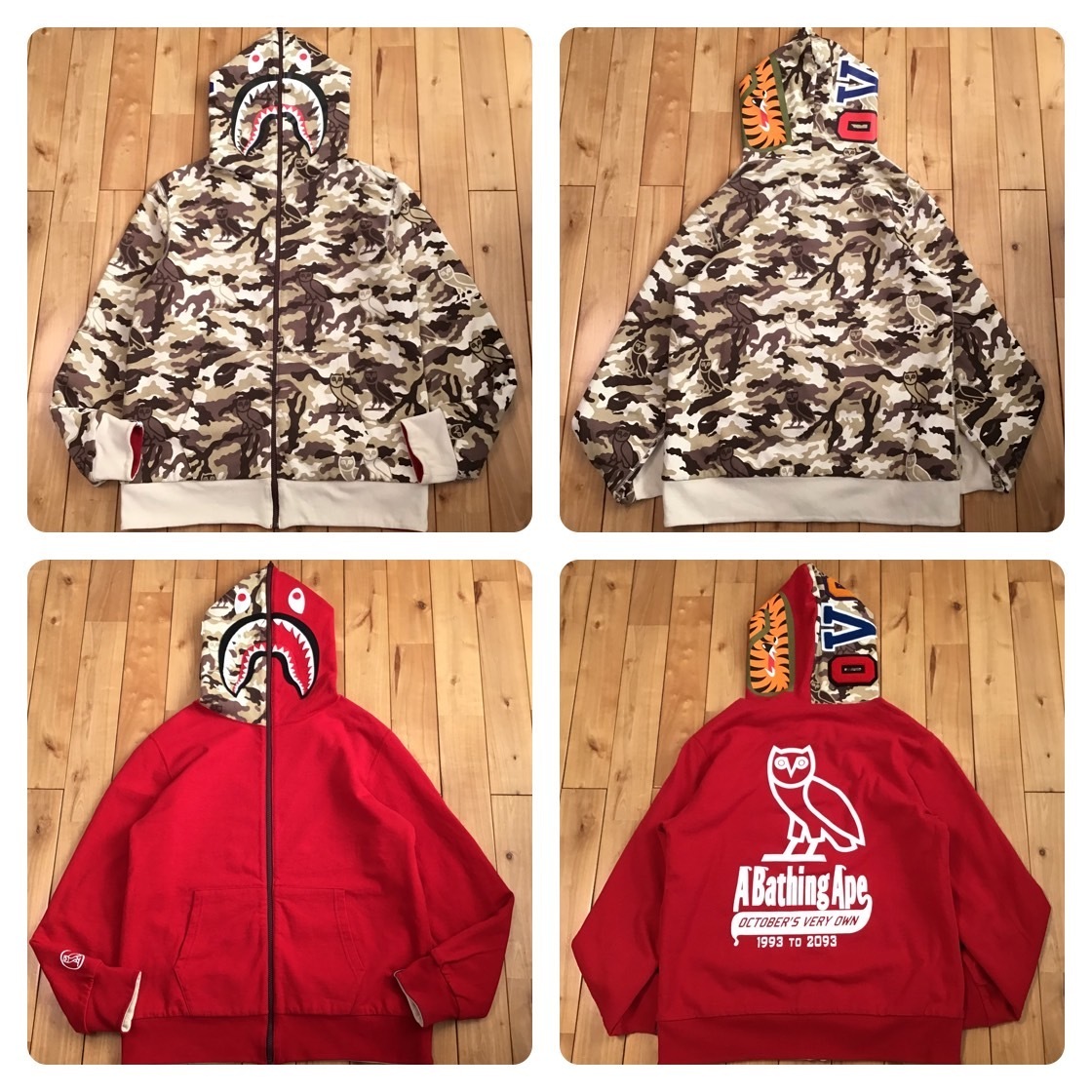 ☆XL☆ OVO × BAPE camo reversible シャーク パーカー shark full zip  