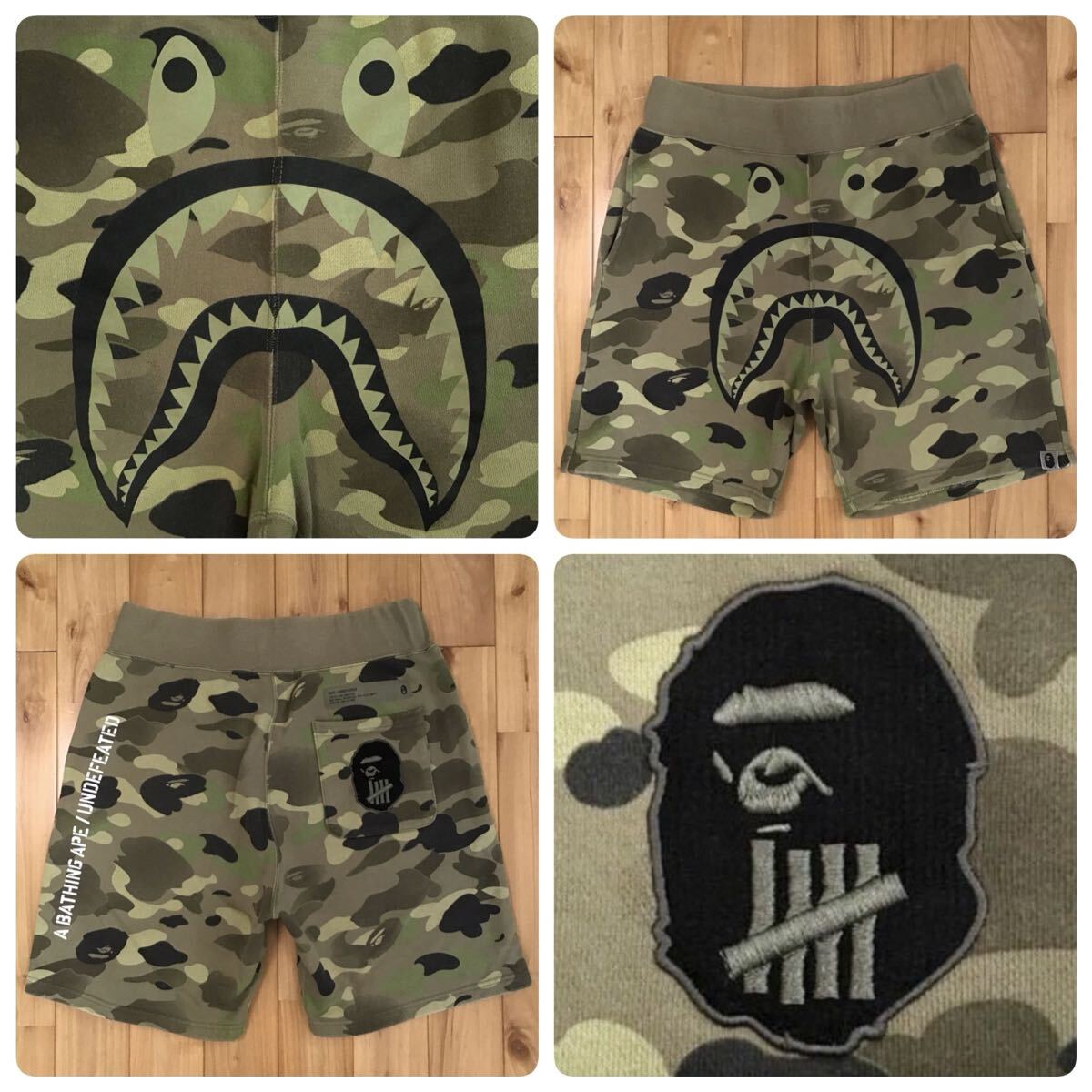 エイプ ハーフパンツ シャークA BATHING APExUNDEFEATED Undefeated × BAPE CAMO シャーク スウェット ハーフパンツ Mサイズ