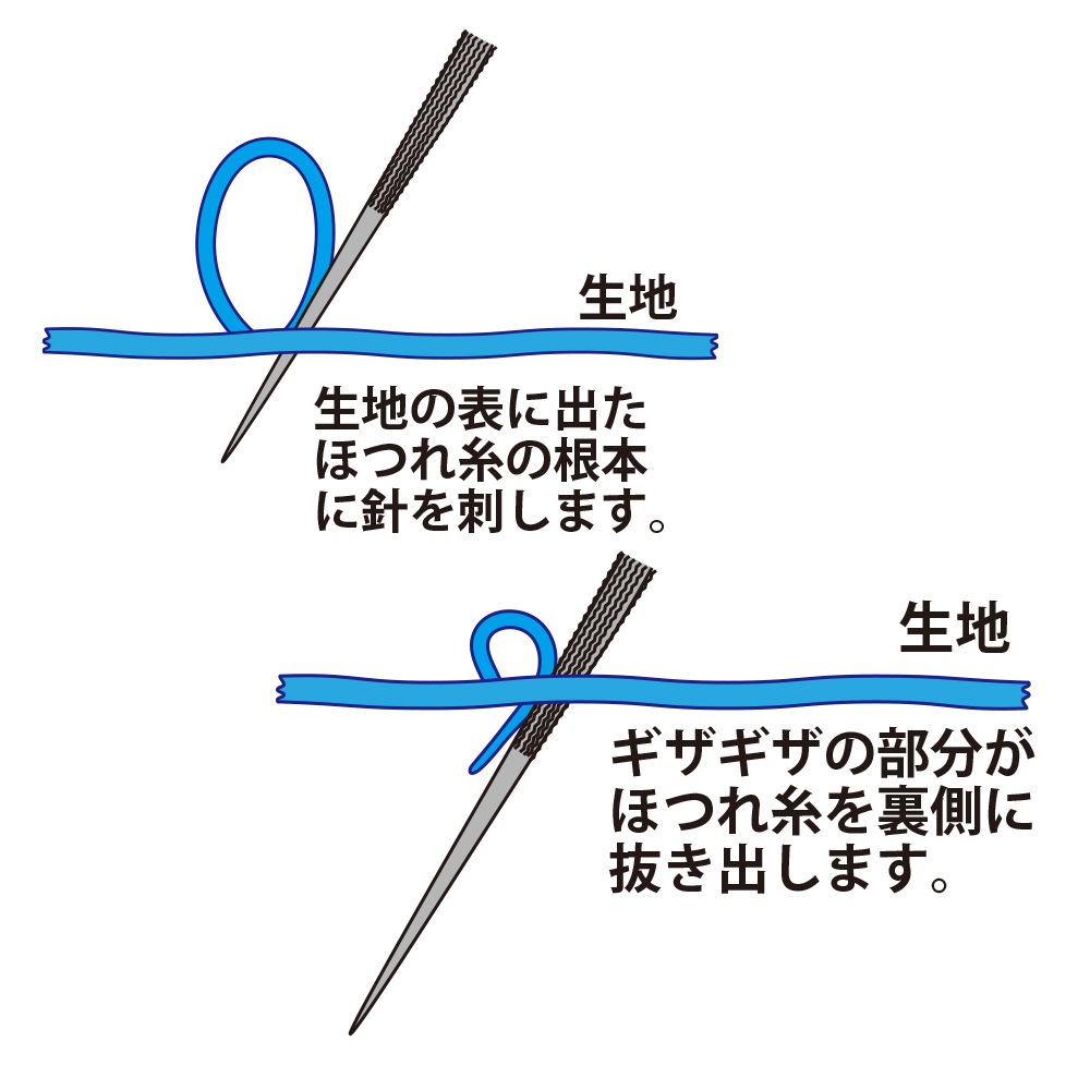 ほつれ補修針 スナッグリペアニードル3P ほつれ直し 補修 ケース付き 3本セット