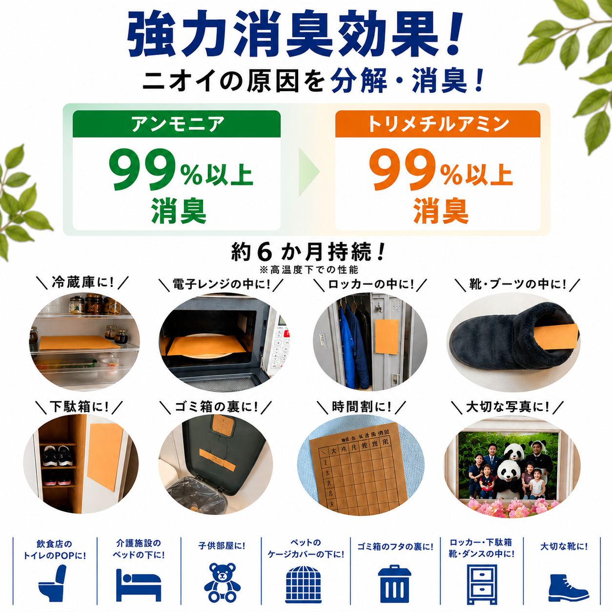 【書ける消臭紙】エネロ 強力消臭POP用紙 A4 10枚入 消臭シート 消臭紙 約6か月 靴箱 冷蔵庫 ゴミ箱 トイレ ペット ロッカー 下駄箱 手書きPOP
