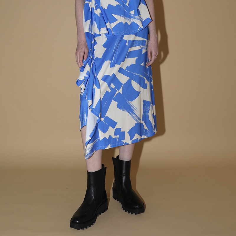 ハケプリントフリル切替スカート | すべての商品|KAMISHIMA CHINAMI