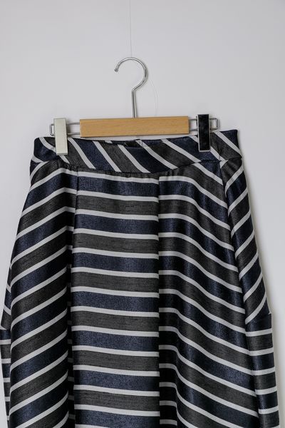 アキjean paul gaultier フレアスカート メタリックボーダーツイル 立体フレアスカート | ayumi