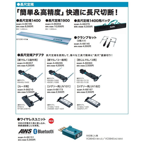 マキタ) ジグソー用 JV182 A-66167 長尺定規アダプタ 長尺定規を使用し