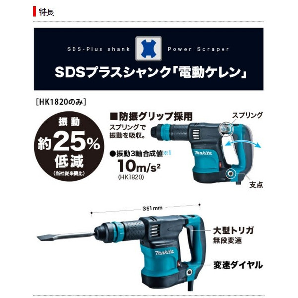 マキタ) 電動ケレン HK1820 スタンダードタイプ SDSプラスシャンク P 