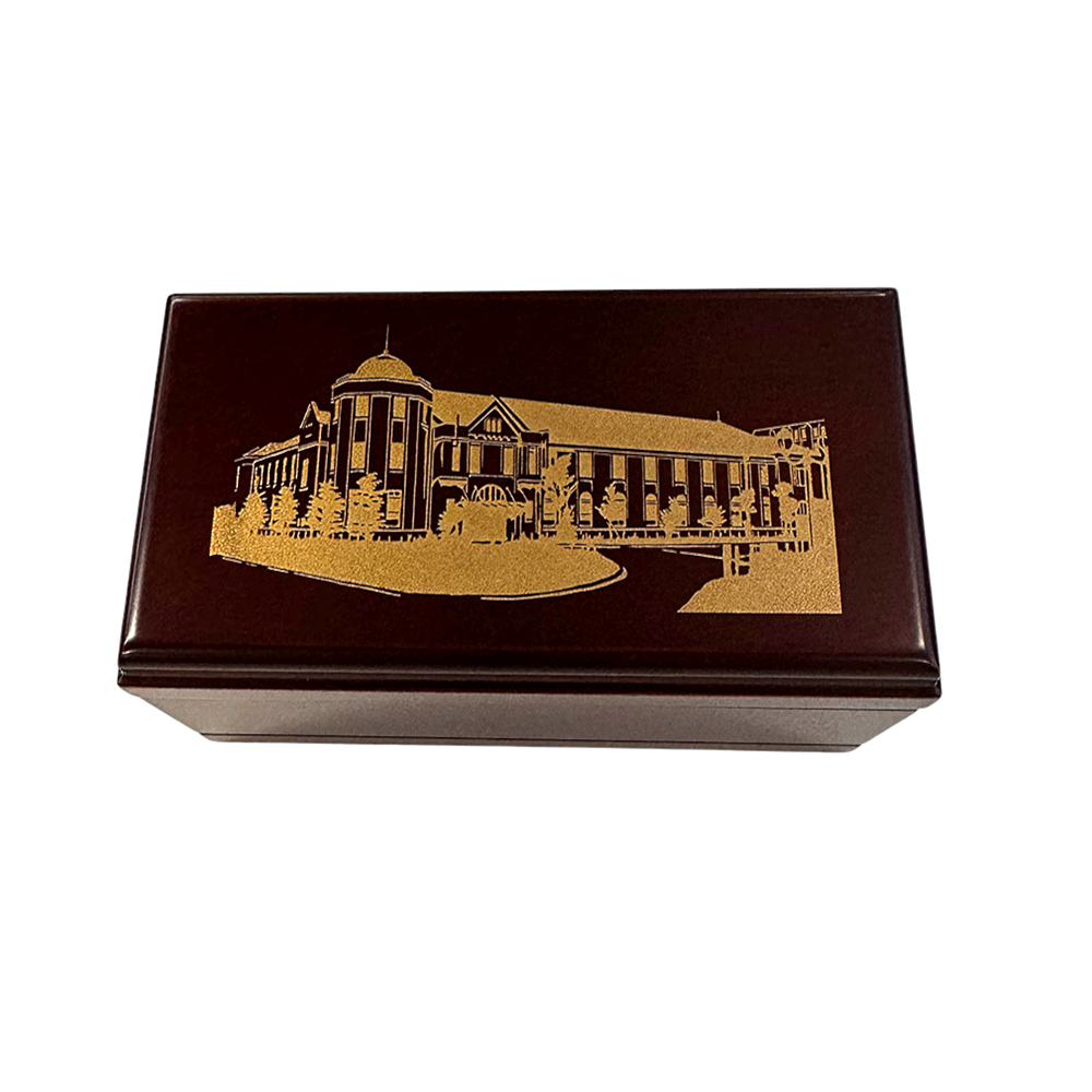 大学昇格100年記念グッズ「学歌オルゴール（23弁）」（※名入れプレート