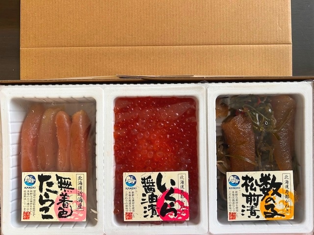 北の新鮮組　3点セットA　（いくら醤油漬100g、たらこ150g、数の子松前漬100g）