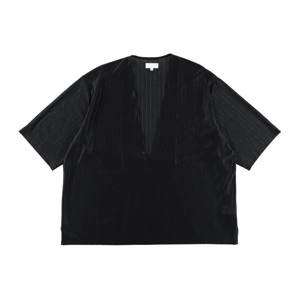 28G Silk Ramie Glittery Stripe SS Tee