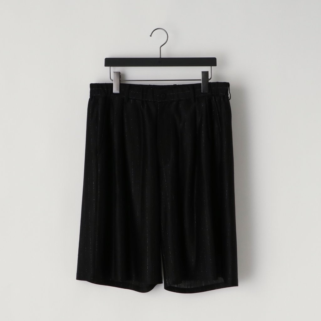 ��soldout��28G Silk Ramie Glittery Stripe Tuck Easy Shorts