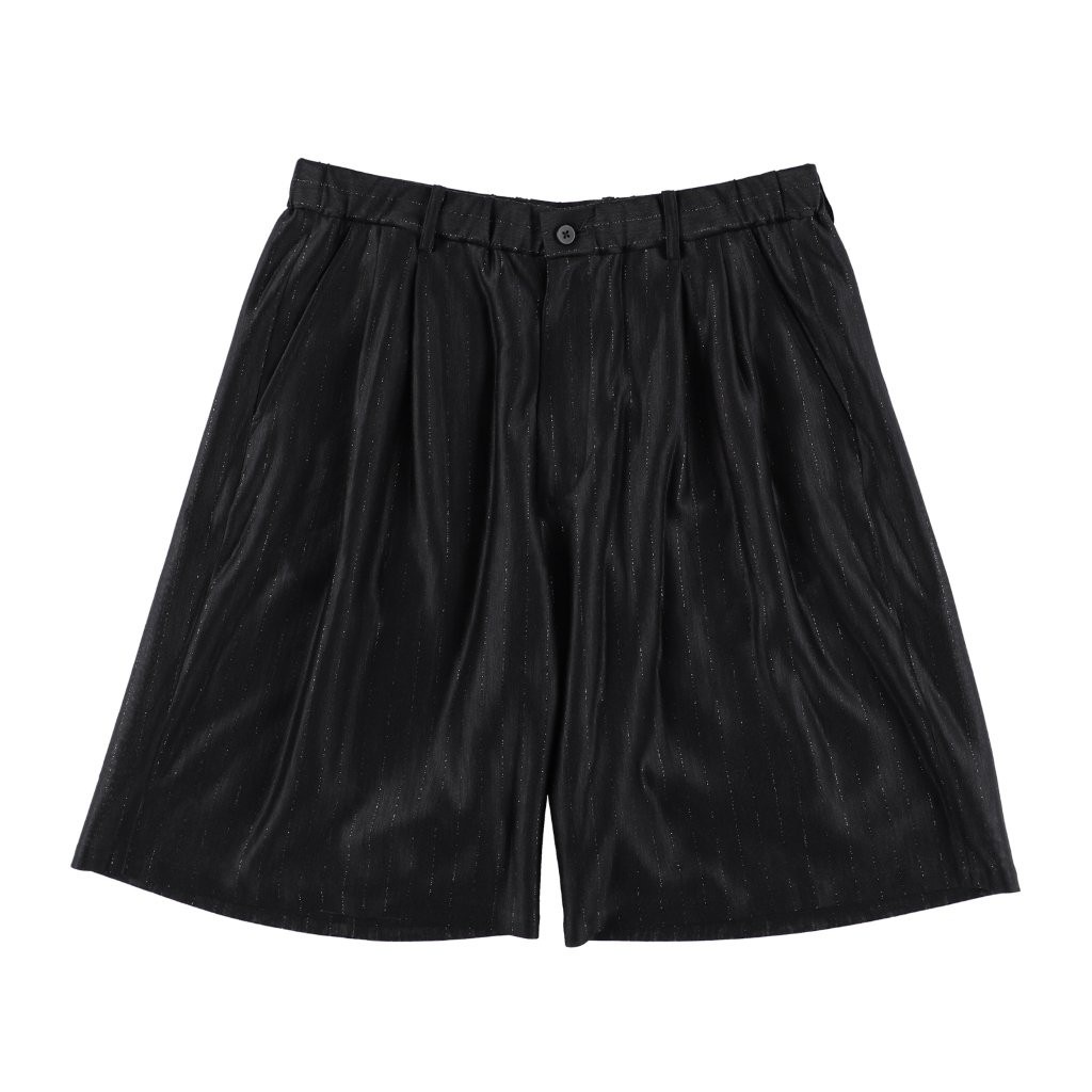 28G Silk Ramie Glittery Stripe Tuck Easy Shorts