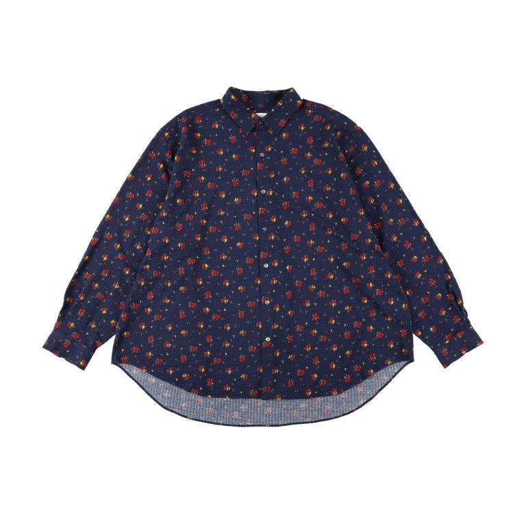 36G Linen Sucker Flower Atmosphere L/S Shirt