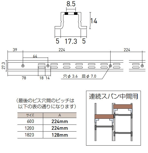 ڥ塼32ۡϥåȷ֥륵ݡ  SS3-HWF-14 600mm