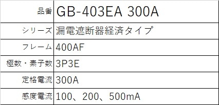 テンパール GB-403EA 300A Eシリーズ(経済タイプ)漏電遮断器