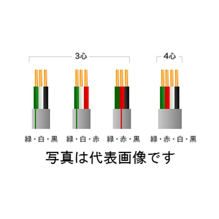 愛知電線 EM-EEF2.0mm×3C 600V G線黒白緑 100m巻