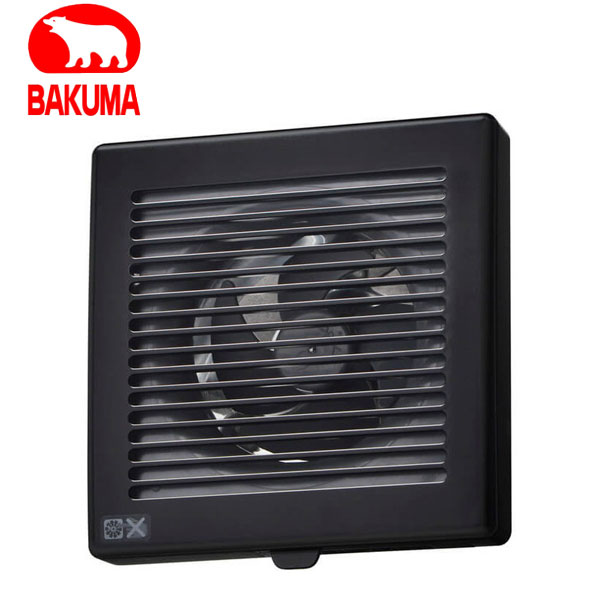 バクマ工業 KP-08-BK  排気ファン 強制排気用 格子形(風量形) ブラック パイプ用ファン【取寄商品】