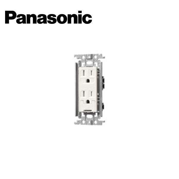Panasonic/パナソニック WTF11523FK コスモシリーズワイド21 埋込扉付アースターミナル付接地ダブルコンセント 金属枠付 ベージュ【取寄商品】