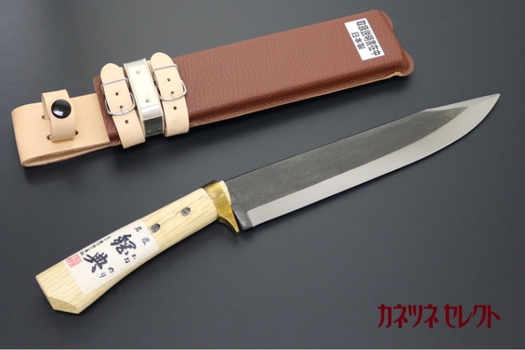 鋼典　山鉈240mm　鍔付コブ柄　鋼付（片刃）  (C-30)