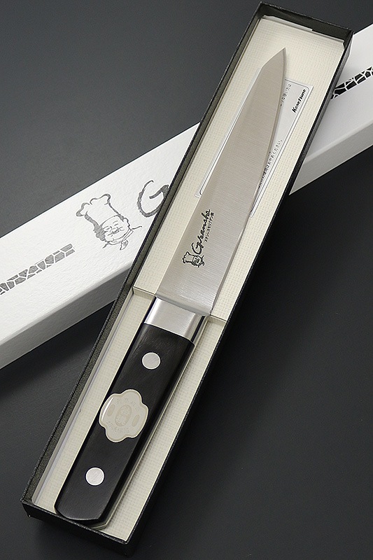 グランシェ / Granshe モリブデン鋼　口金付黒合板柄 骨スキ丸150mm 本刃付（KC-734）